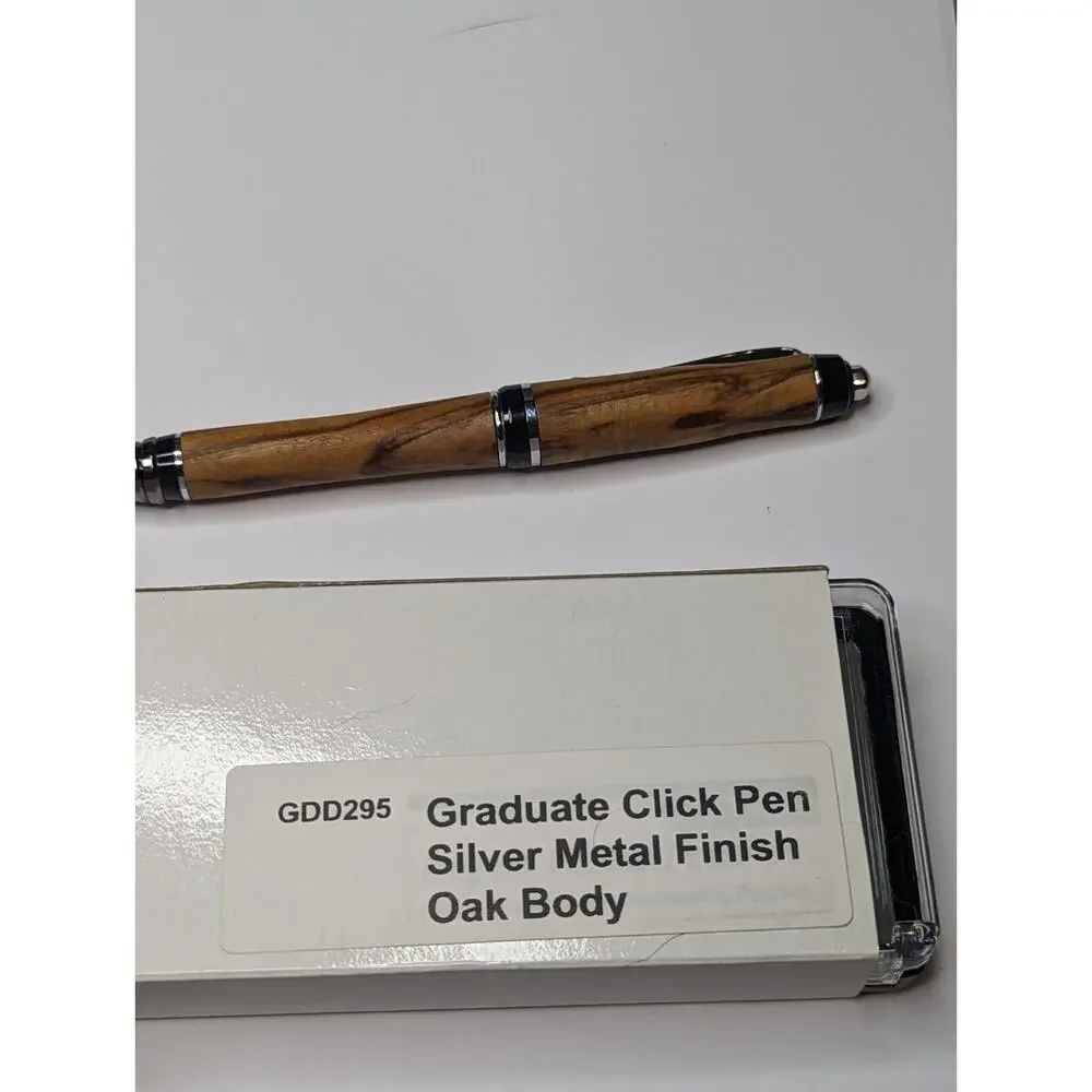 Graduate Twist Pen Silver Metal Finish Oak‎ Body Hand Turned Pen